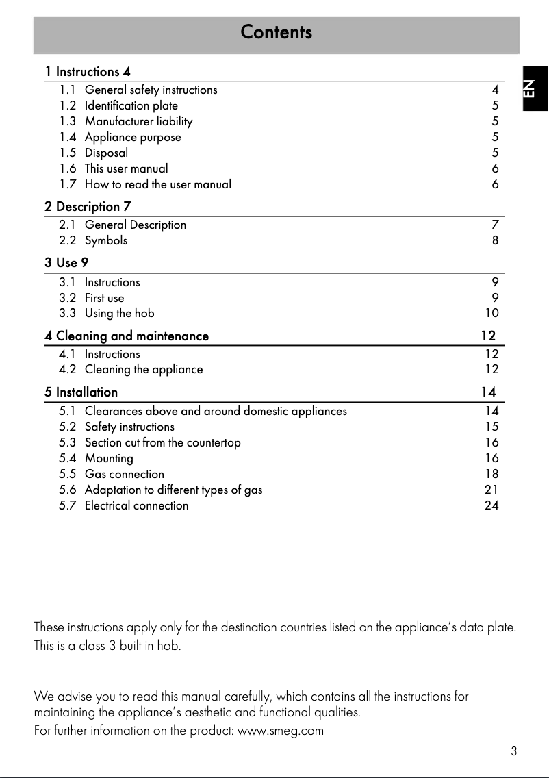 Page 1 de la notice Manuel utilisateur Smeg PXL675LAU
