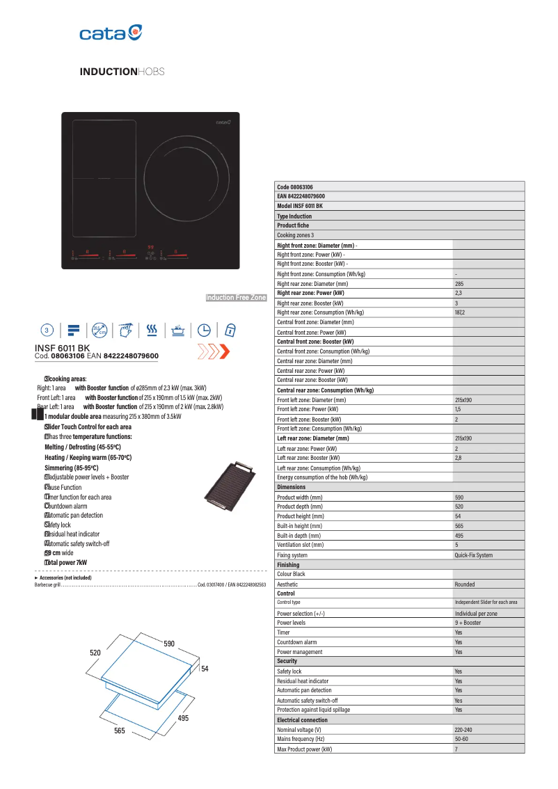 Page 1 de la notice Manuel utilisateur CATA INSF 6011