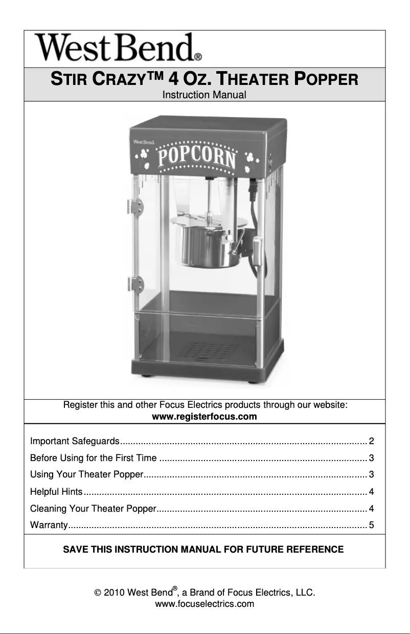 Page 1 de la notice Manuel utilisateur Focus Electrics 82514