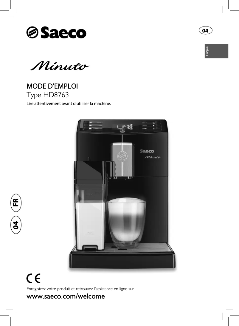 Image de la première page du manuel de l'appareil Saeco Minuto HD8763