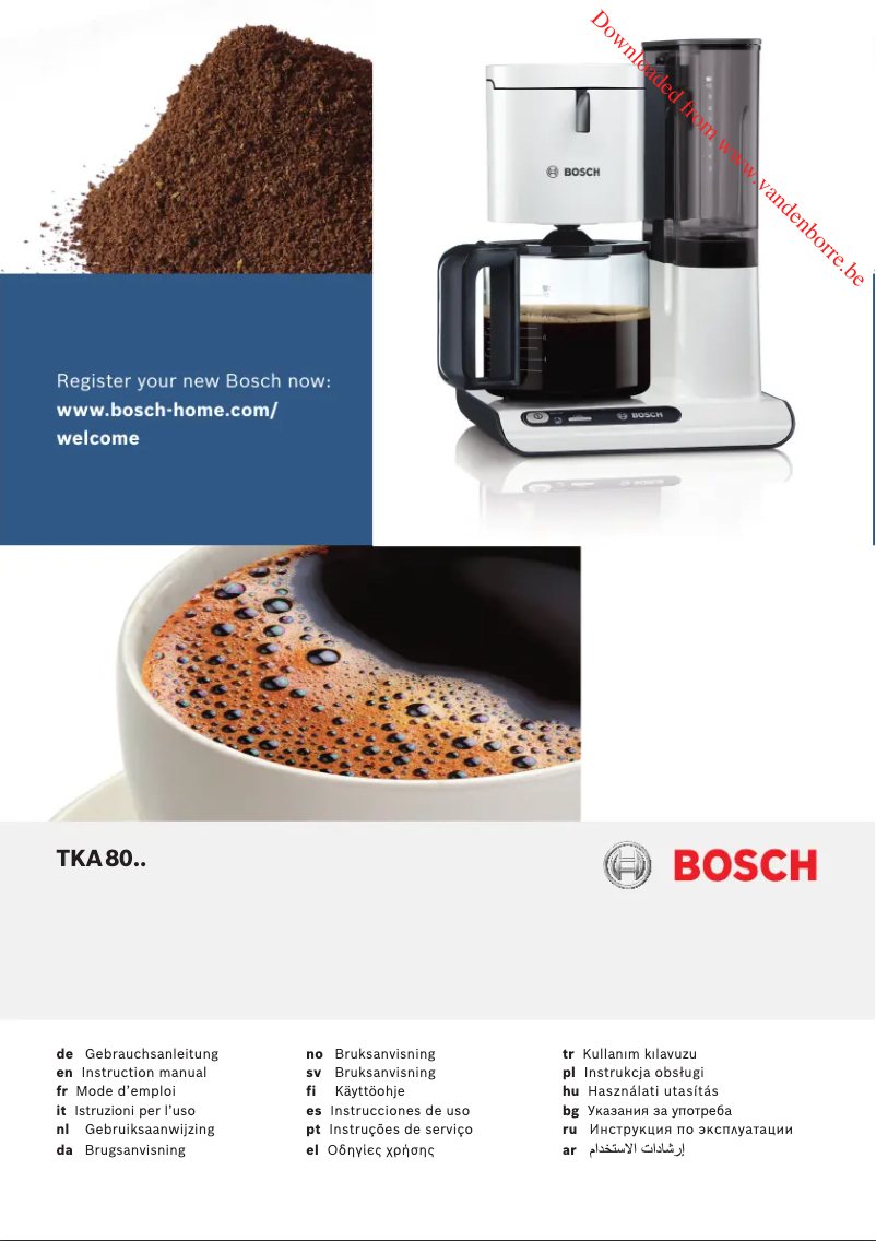 Page 1 de la notice Manuel utilisateur Bosch TKA8013