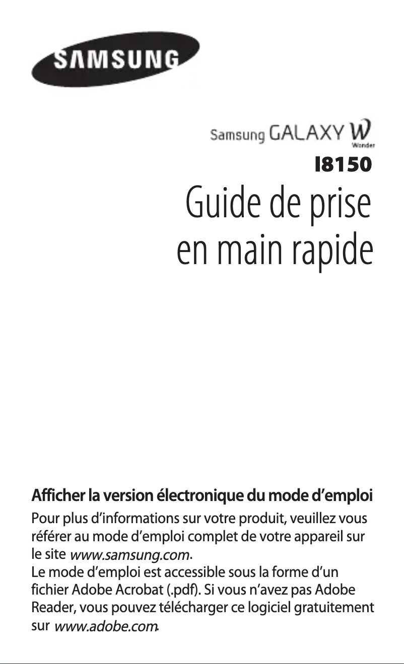Page n°1 - Guide d'installation Samsung Galaxy W GT-I8150