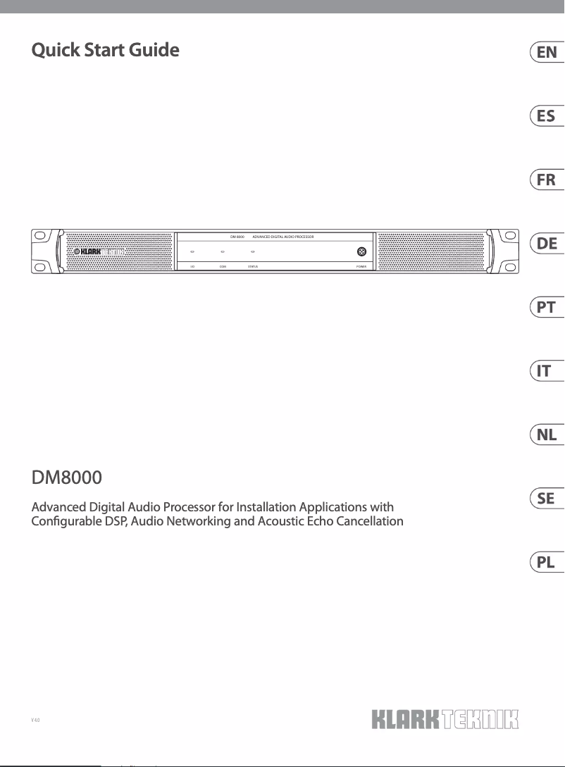 Page 1 de la notice Guide de démarrage rapide Klark Teknik DM8000