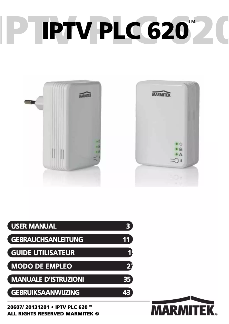Page 1 de la notice Manuel utilisateur Marmitek IPTV PLC 620