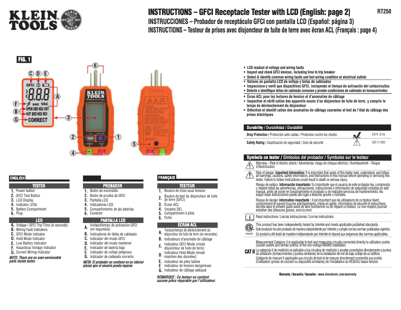 Image de la première page du manuel de l'appareil RT250