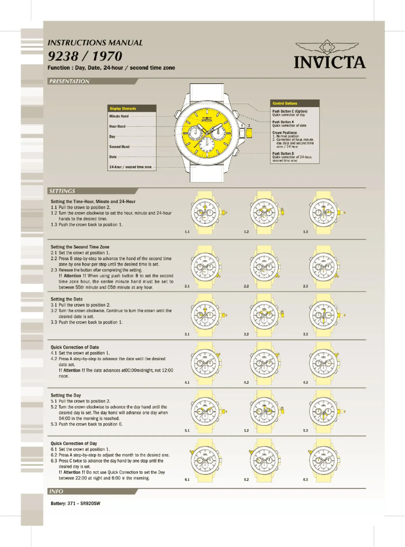 Page n°1 - Manuel utilisateur Invicta Angel 22676