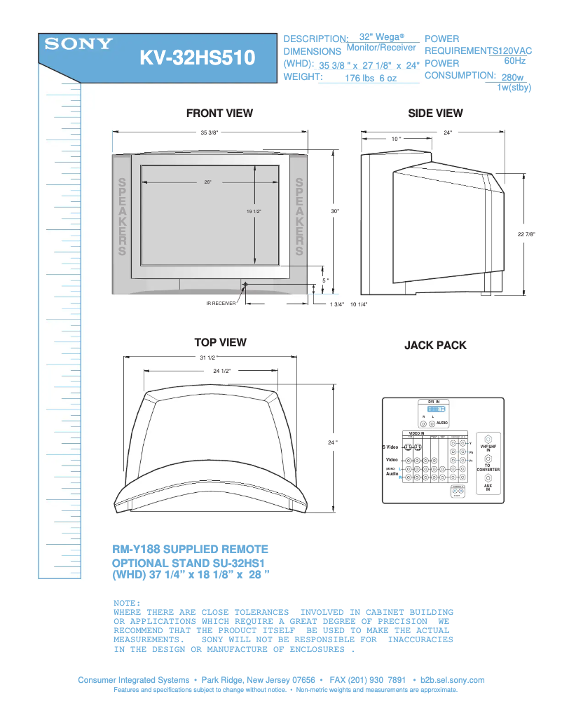 Image de la première page du manuel de l'appareil KV-32HS510
