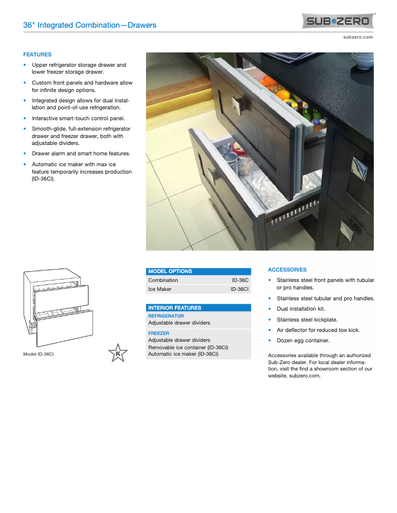 Page n°1 - Manuel utilisateur Sub-Zero ID-36CI