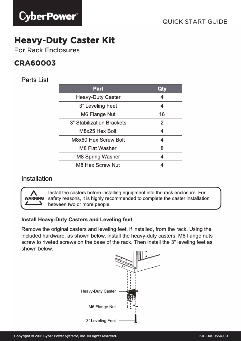 Page n°1 - Guide de démarrage rapide CyberPower CRA60003