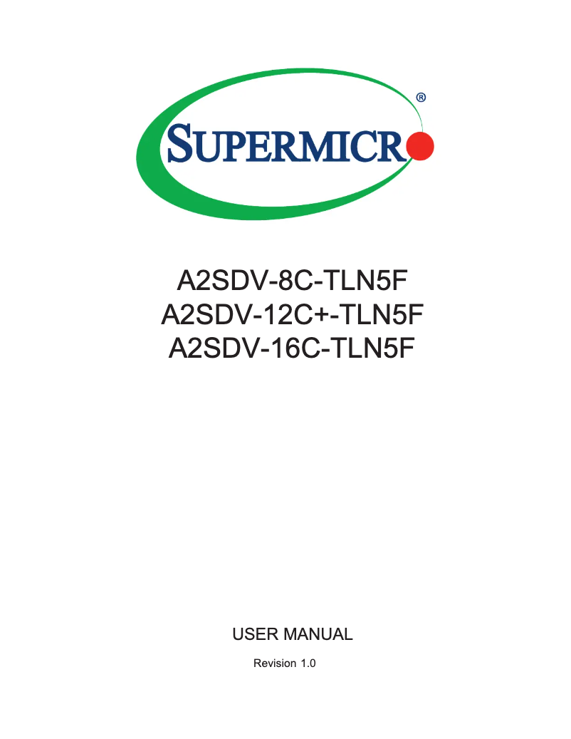 Page 1 de la notice Manuel utilisateur Supermicro A2SDV-8C-TLN5F