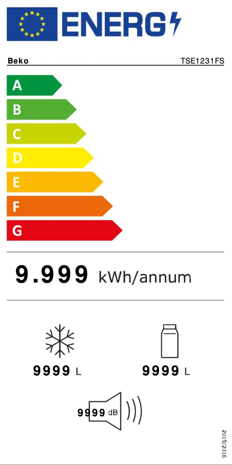 Page 1 de la notice Label énergétique Beko TSE1231FS