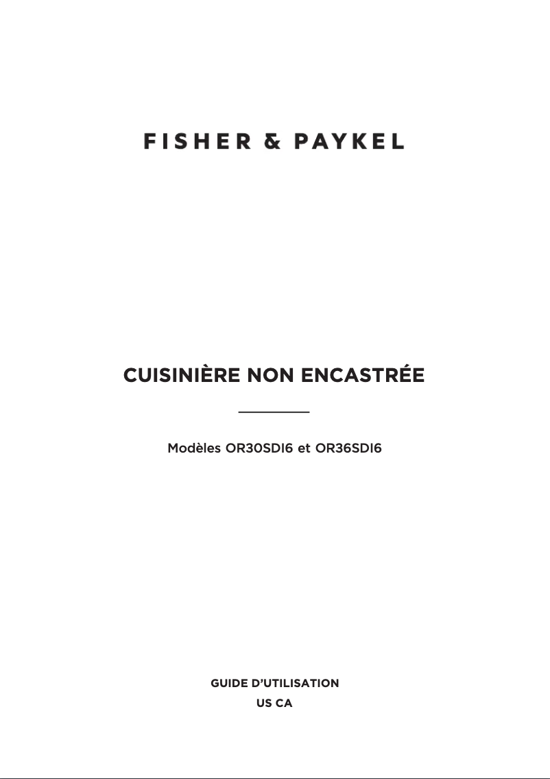 Page n°1 - Manuel utilisateur Fisher & Paykel OR36SCI6X1