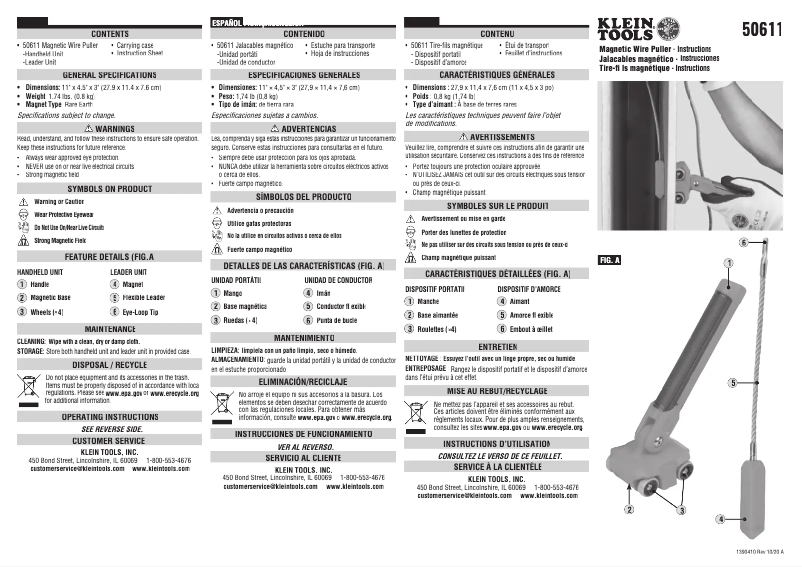 Page 1 de la notice Manuel utilisateur Klein Tools 50611