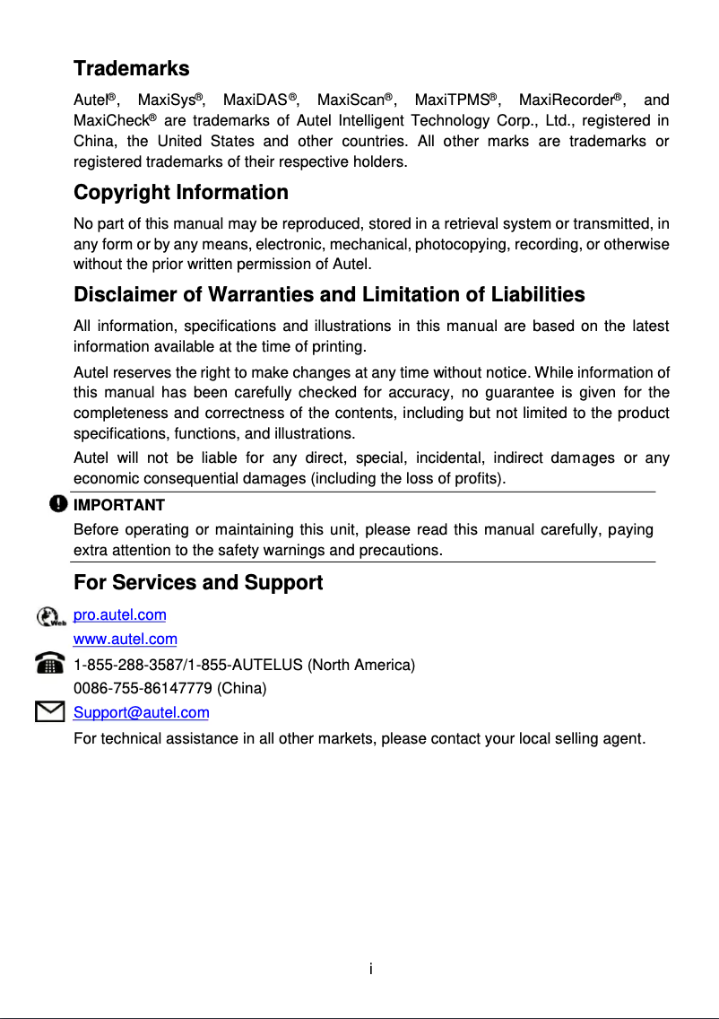 Page 1 de la notice Manuel utilisateur Autel MaxiCOM MK808