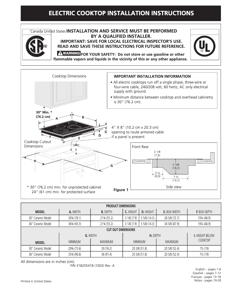 Page 1 de la notice Guide d'installation Electrolux EW36EC55GS