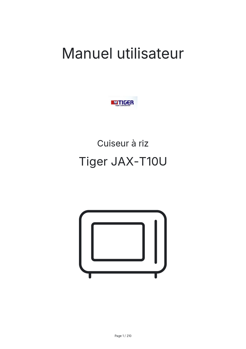 Image de la première page du manuel de l'appareil JAX-T10U