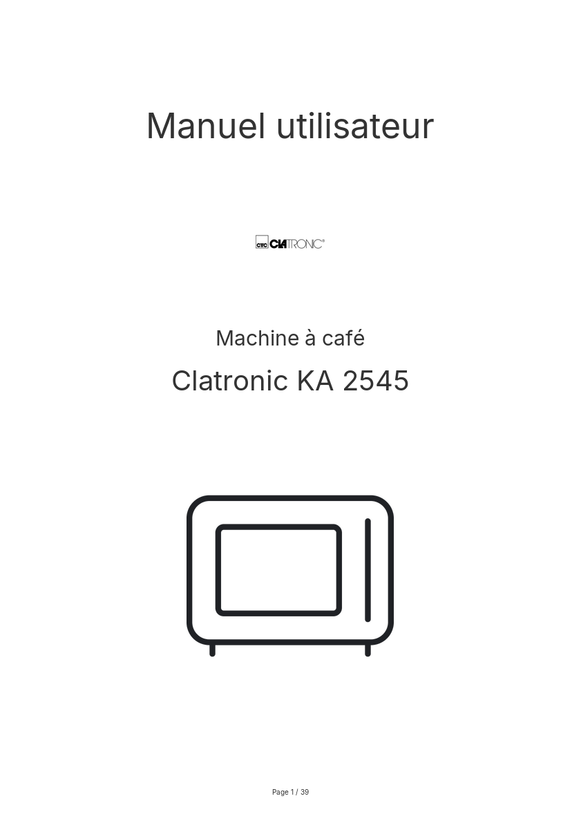 Image de la première page du manuel de l'appareil KA 2545