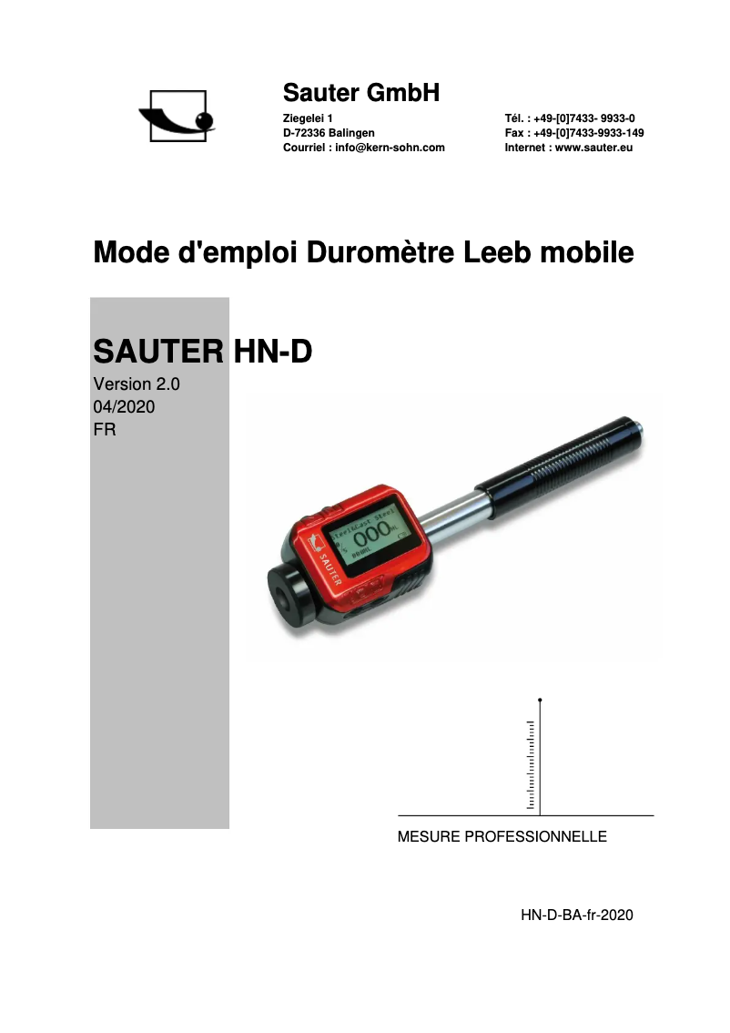 Page 1 de la notice Manuel utilisateur Sauter HN-D