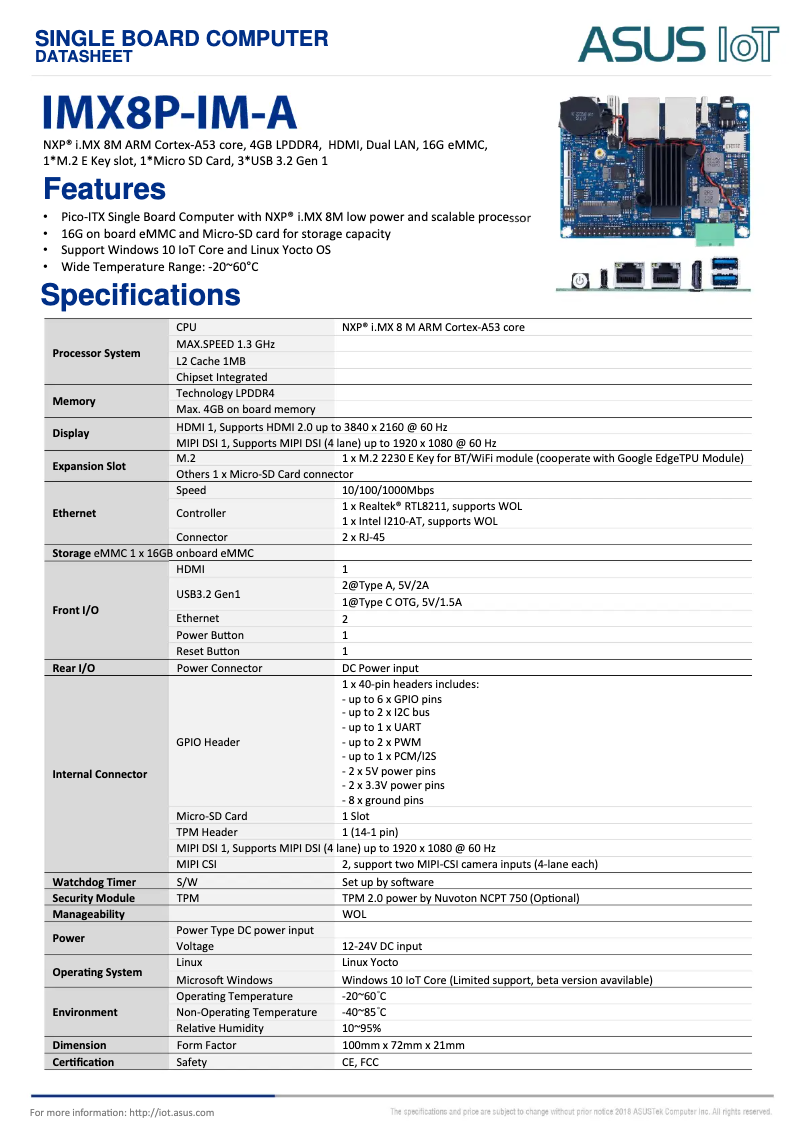 Image de la première page du manuel de l'appareil IMX8P-IM-A