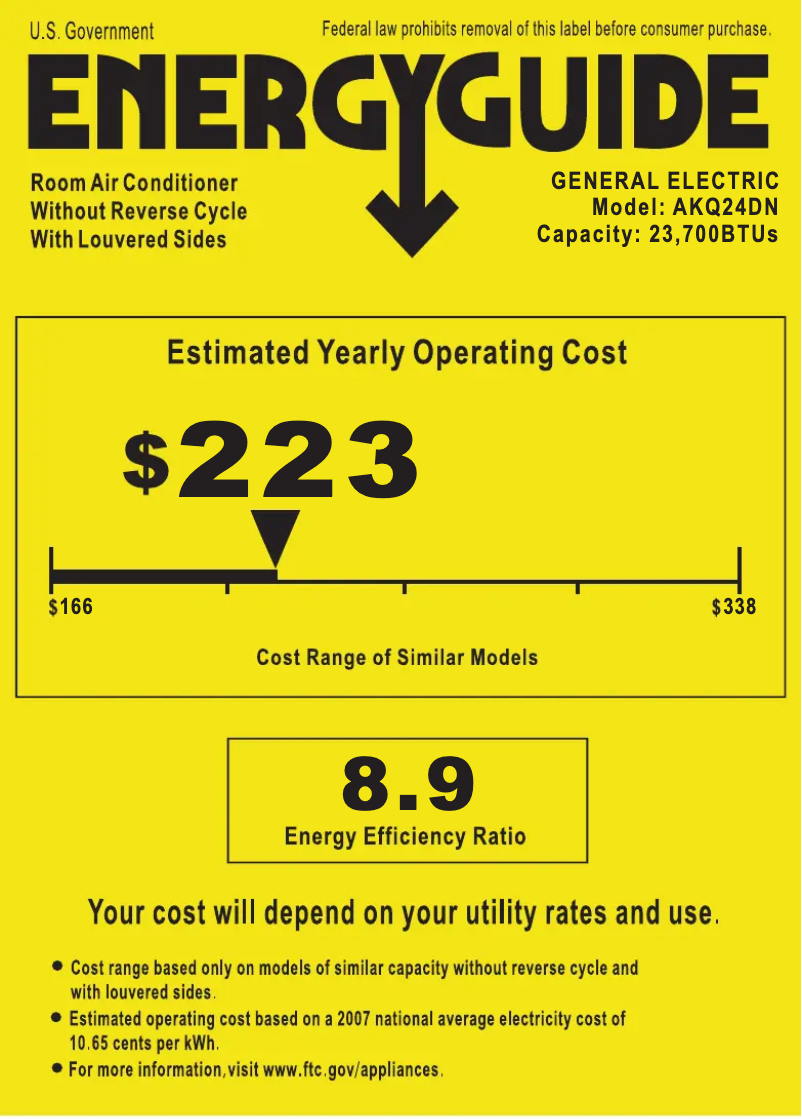 Page n°1 - Label énergétique GE AKQ24DN