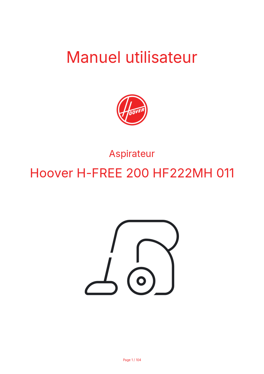Image de la première page du manuel de l'appareil H-FREE 200 HF222MH 011
