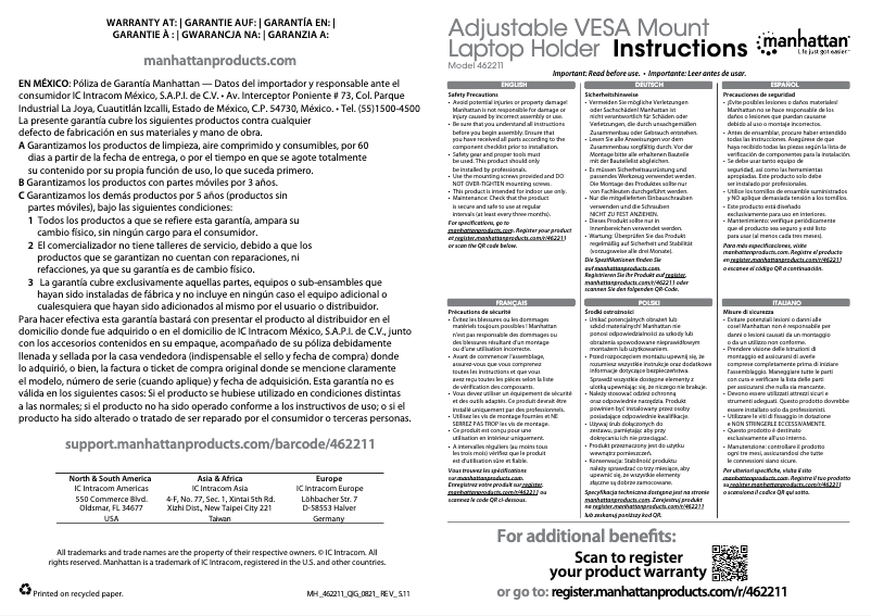 Page 1 de la notice Mode d'emploi Manhattan 462211