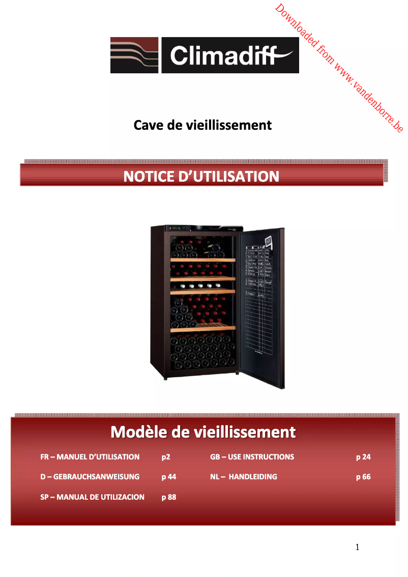 Page n°1 - Manuel utilisateur Climadiff CVP215