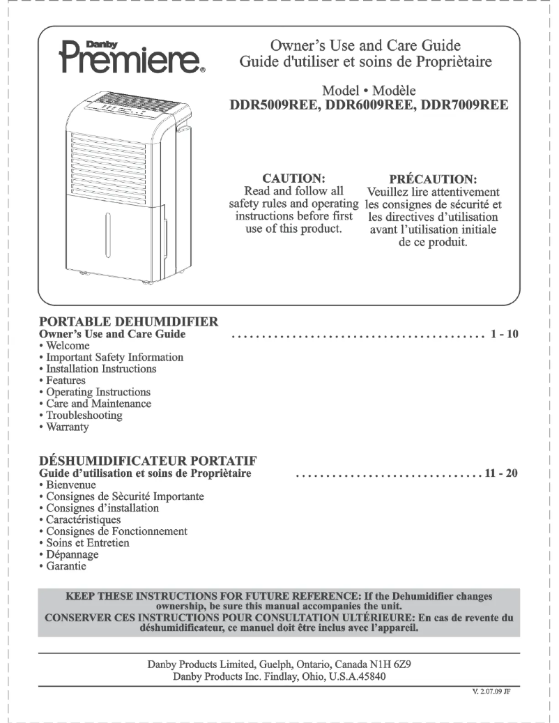 Página 1 del manual Manual de usuario Danby DDR7009REE