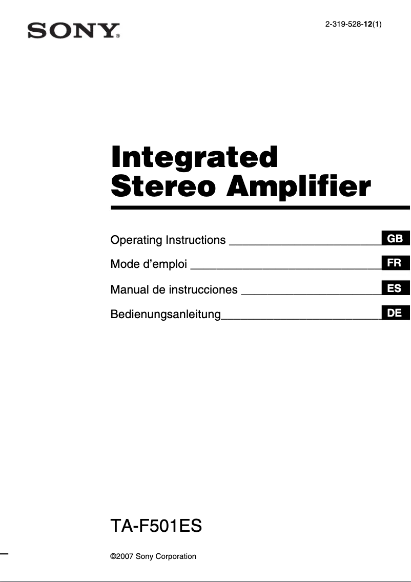 Image de la première page du manuel de l'appareil TA-F501ES