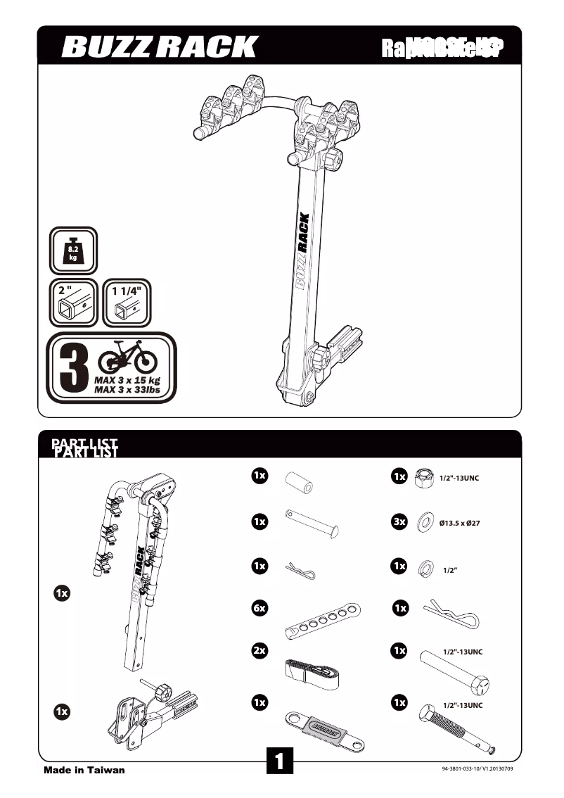 Page 1 de la notice Manuel utilisateur Buzz Rack Moose H3