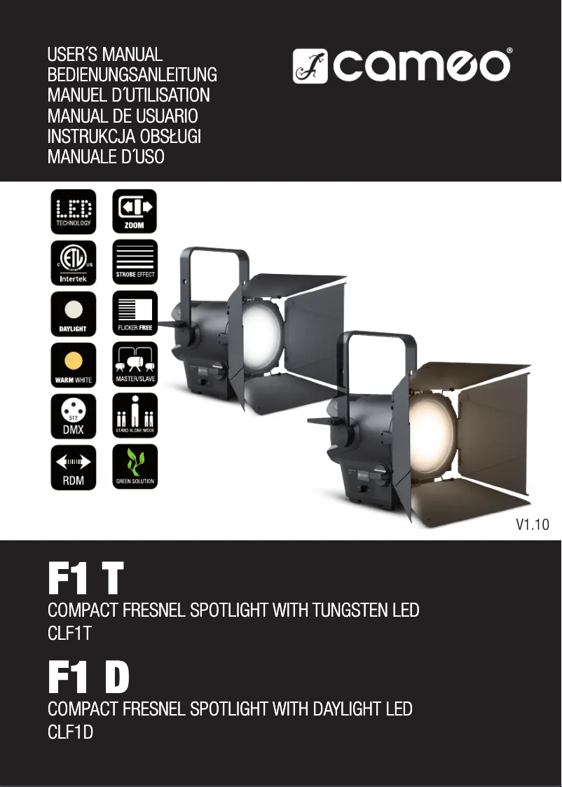 Page 1 de la notice Manuel utilisateur Cameo F1 T