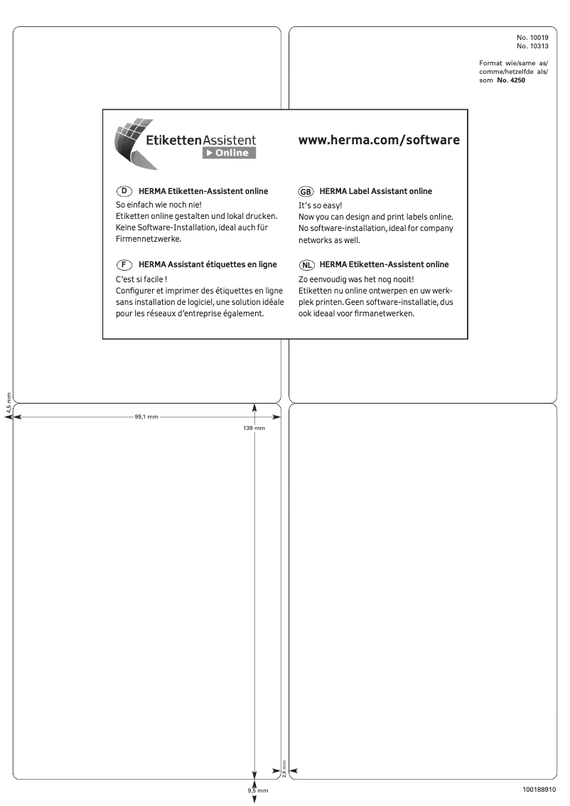 Page 1 de la notice Manuel utilisateur Herma 10313