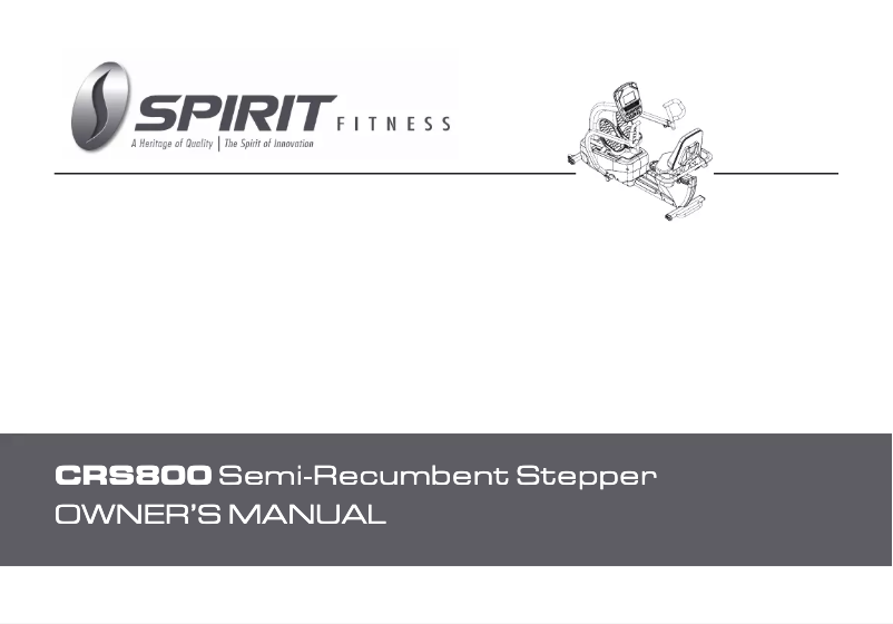 Page 1 de la notice Manuel utilisateur Spirit Fitness CRS800
