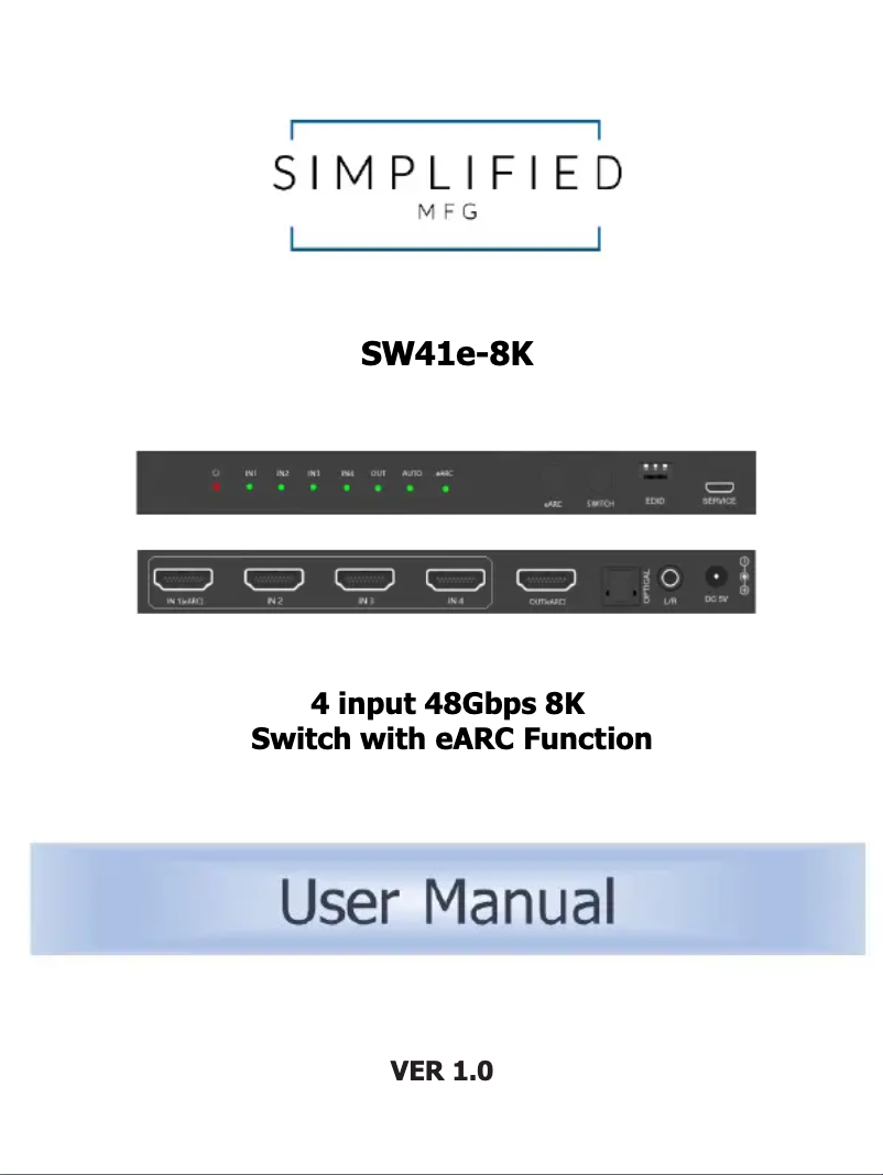 Page n°1 - Manuel utilisateur Simplified MFG SW41e-8K
