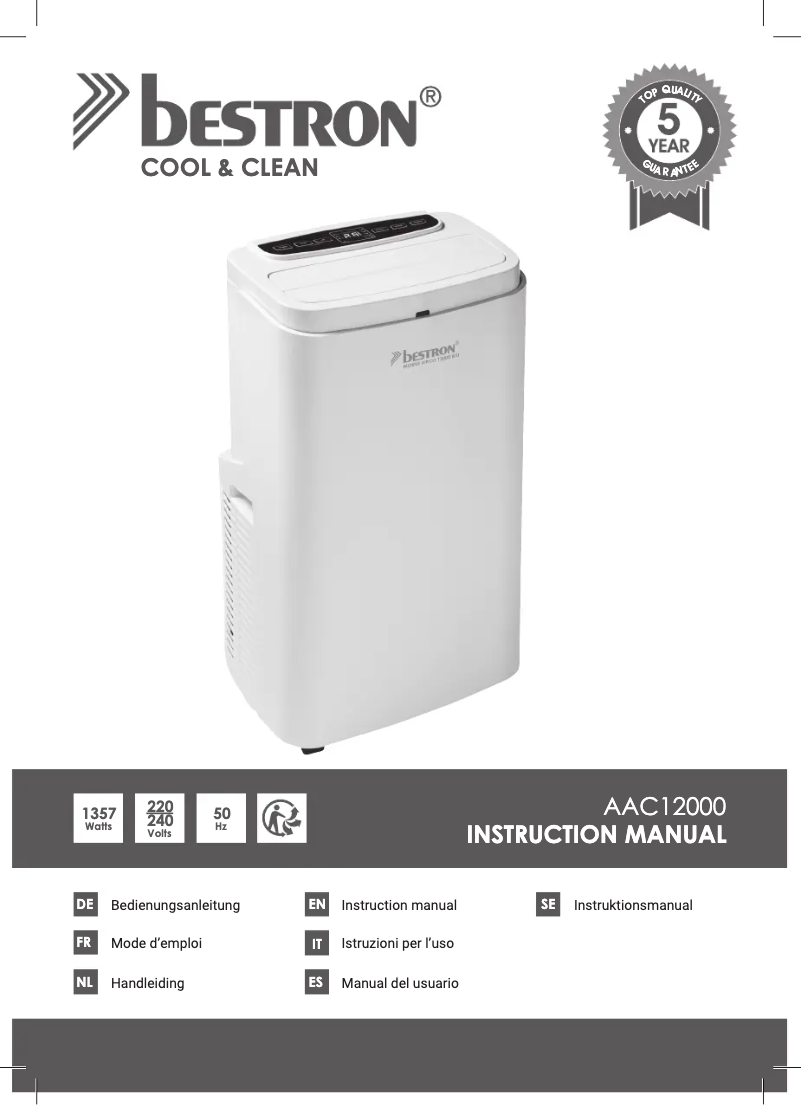 Page n°1 - Mode d'emploi Bestron Cool & Clean AAC12000