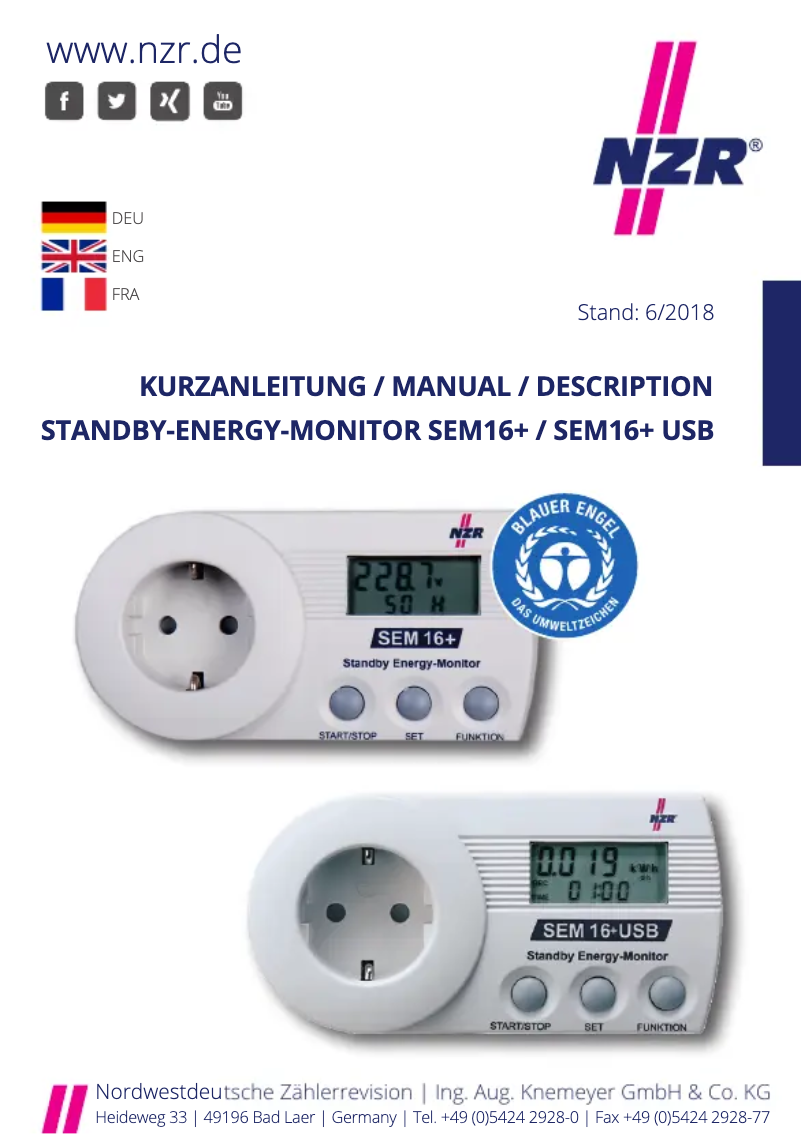 Page 1 de la notice Manuel utilisateur NZR SEM16+ USB