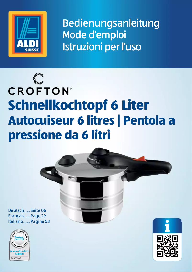 Page n°1 - Manuel utilisateur Crofton 92528