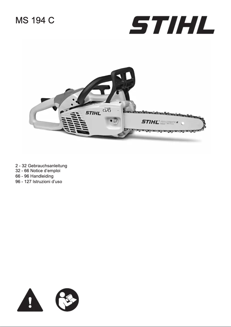 Page 1 de la notice Manuel utilisateur Stihl MS 194 C