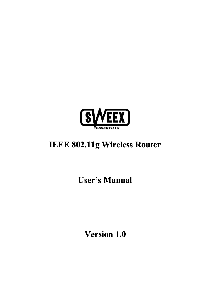 Page 1 de la notice Manuel utilisateur Sweex IEEE 802.11g