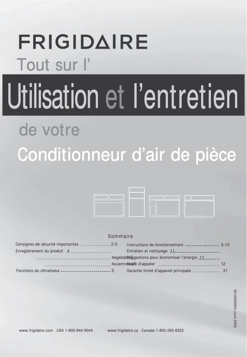 Page n°1 - Manuel utilisateur Frigidaire FFRE1033UE