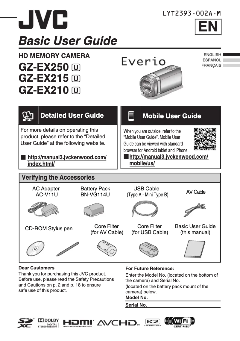 Page n°1 - Manuel utilisateur JVC Everio GZ-EX250
