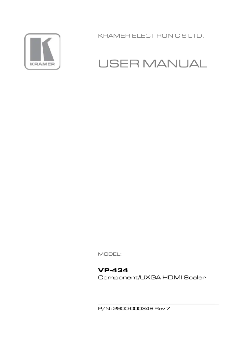 Página 1 del manual Manual de usuario Kramer VP-434