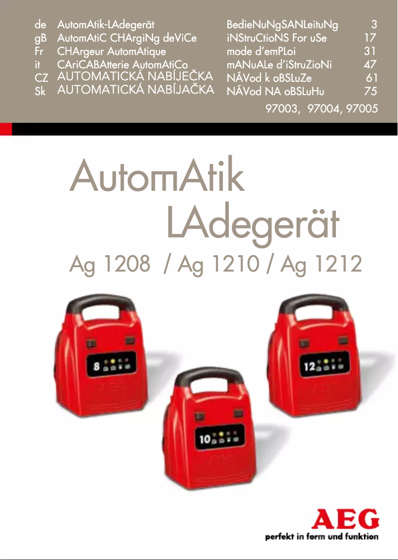 Page n°1 - Manuel utilisateur AEG AG 1212