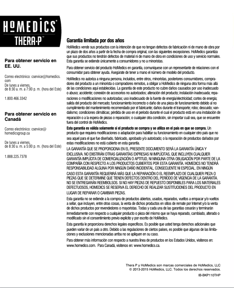 Image de la première page du manuel de l'appareil BKP-110H-THP