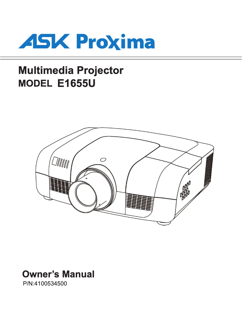Page n°1 - Manuel utilisateur ASK Proxima E1655U-A