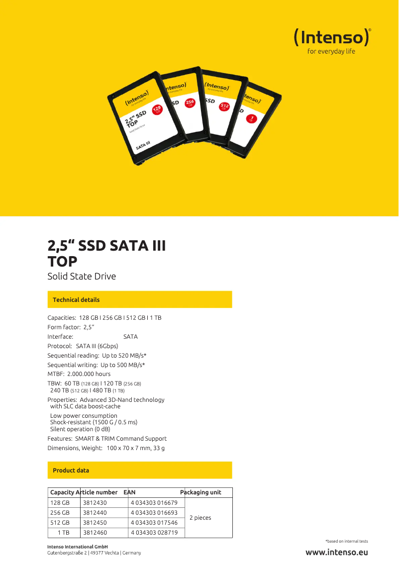 Page n°1 - Manuel utilisateur Intenso 2,5" SSD SATA III Top