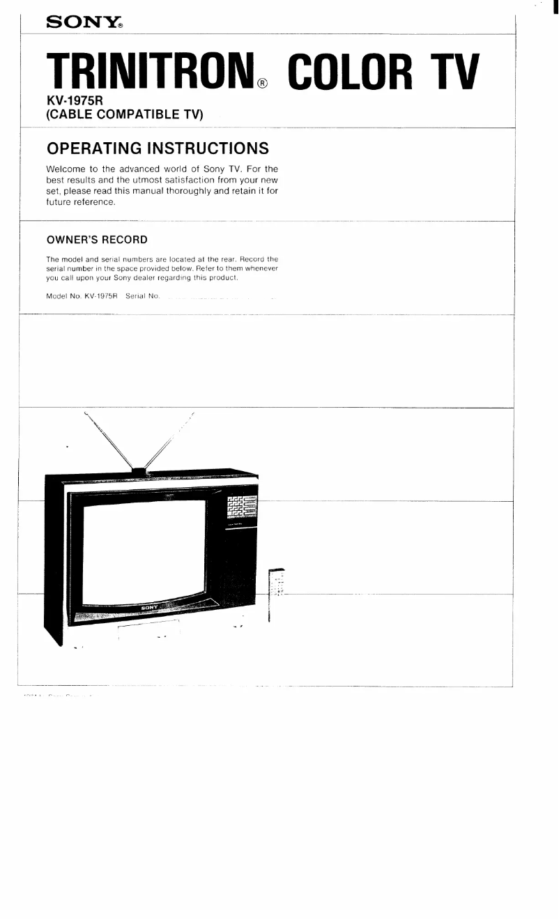 Page 1 de la notice Manuel utilisateur Sony KV-1975R