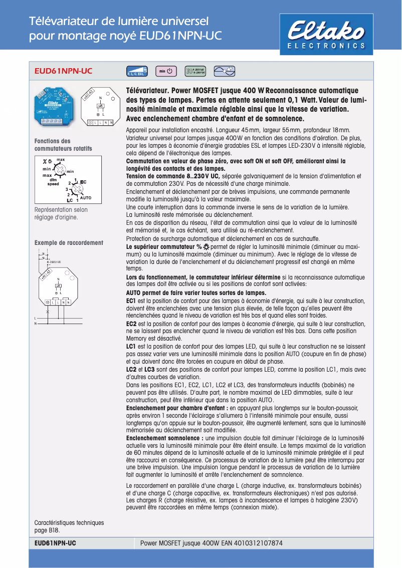 Page 1 de la notice Manuel utilisateur Eltako EUD61NPN-UC
