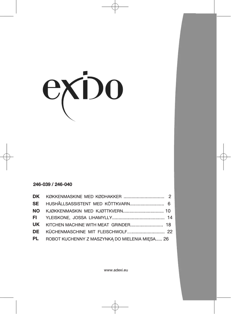 Page n°1 - Manuel utilisateur Exido 246-040