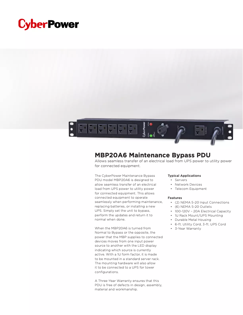 Image de la première page du manuel de l'appareil MBP20A6